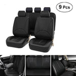 Car Seat Cover PU Leather Universal Full Black - BCBMALL