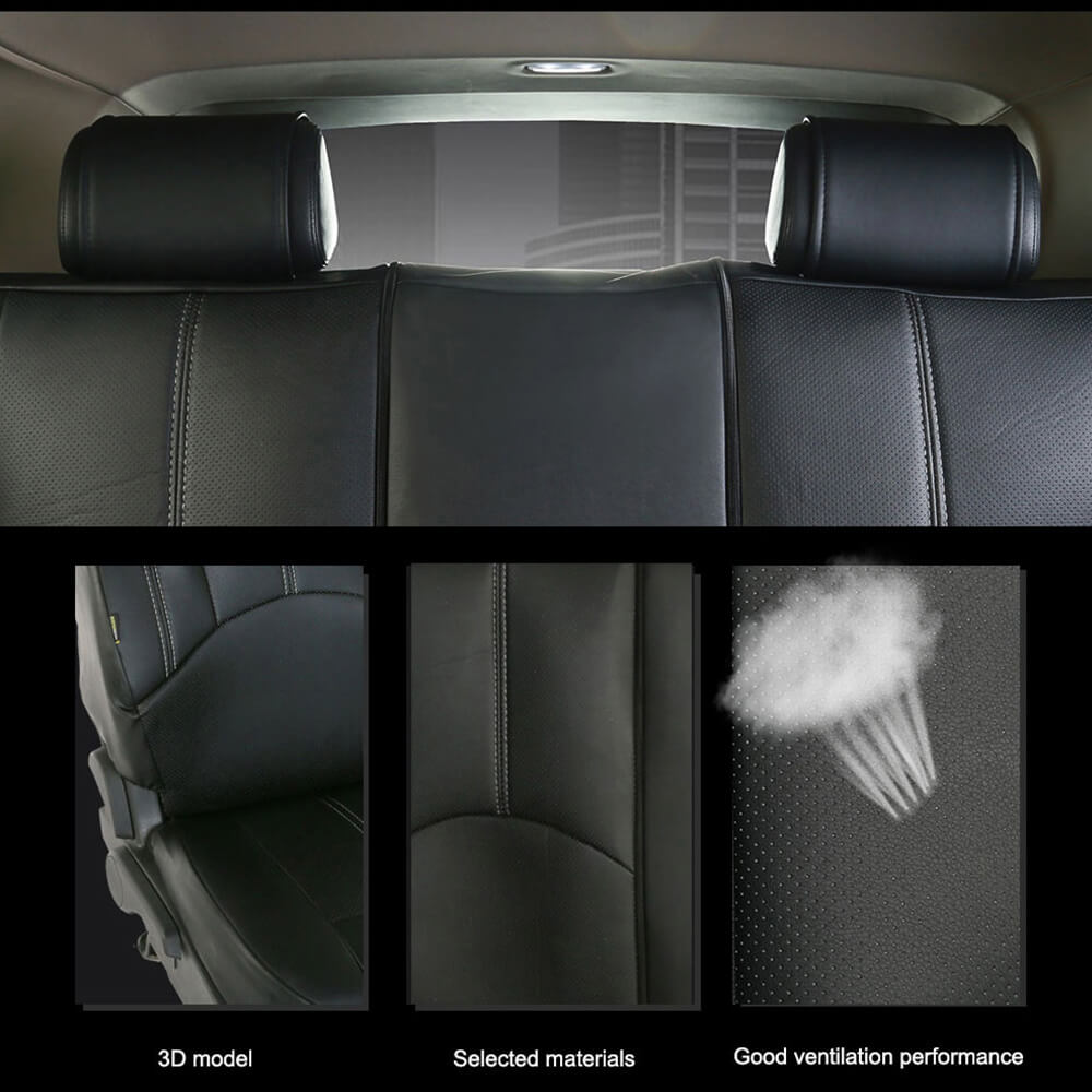 Car Seat Cover PU Leather Universal Full Black - BCBMALL