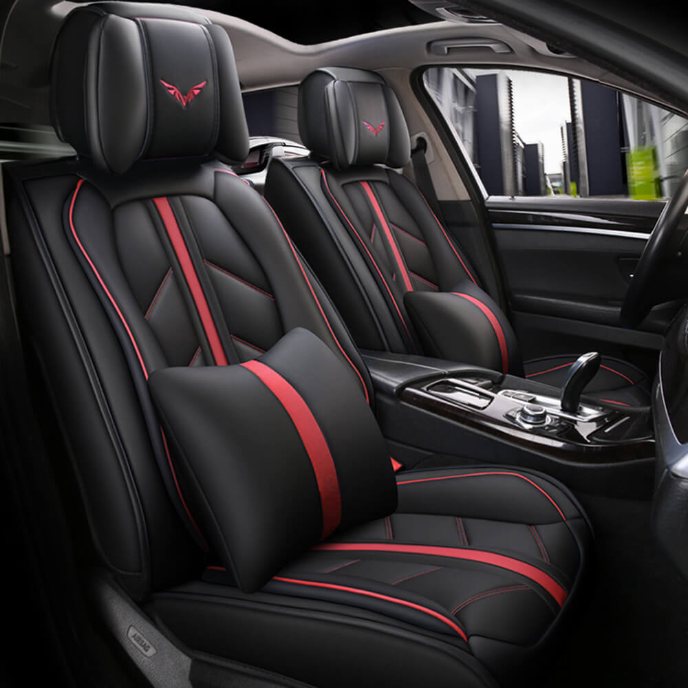 red color Deluxe Leather Car Seat Covers