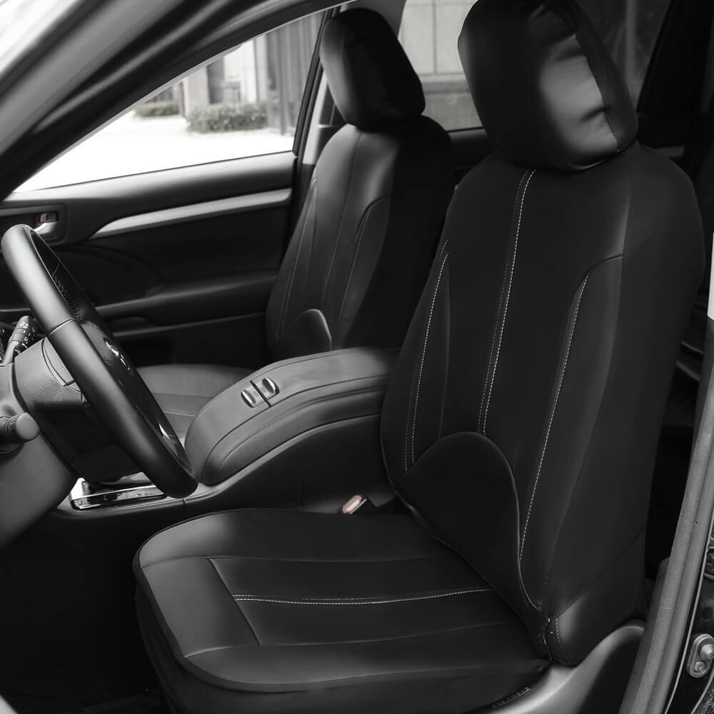 Car Seat Cover PU Leather Universal Full Black - BCBMALL