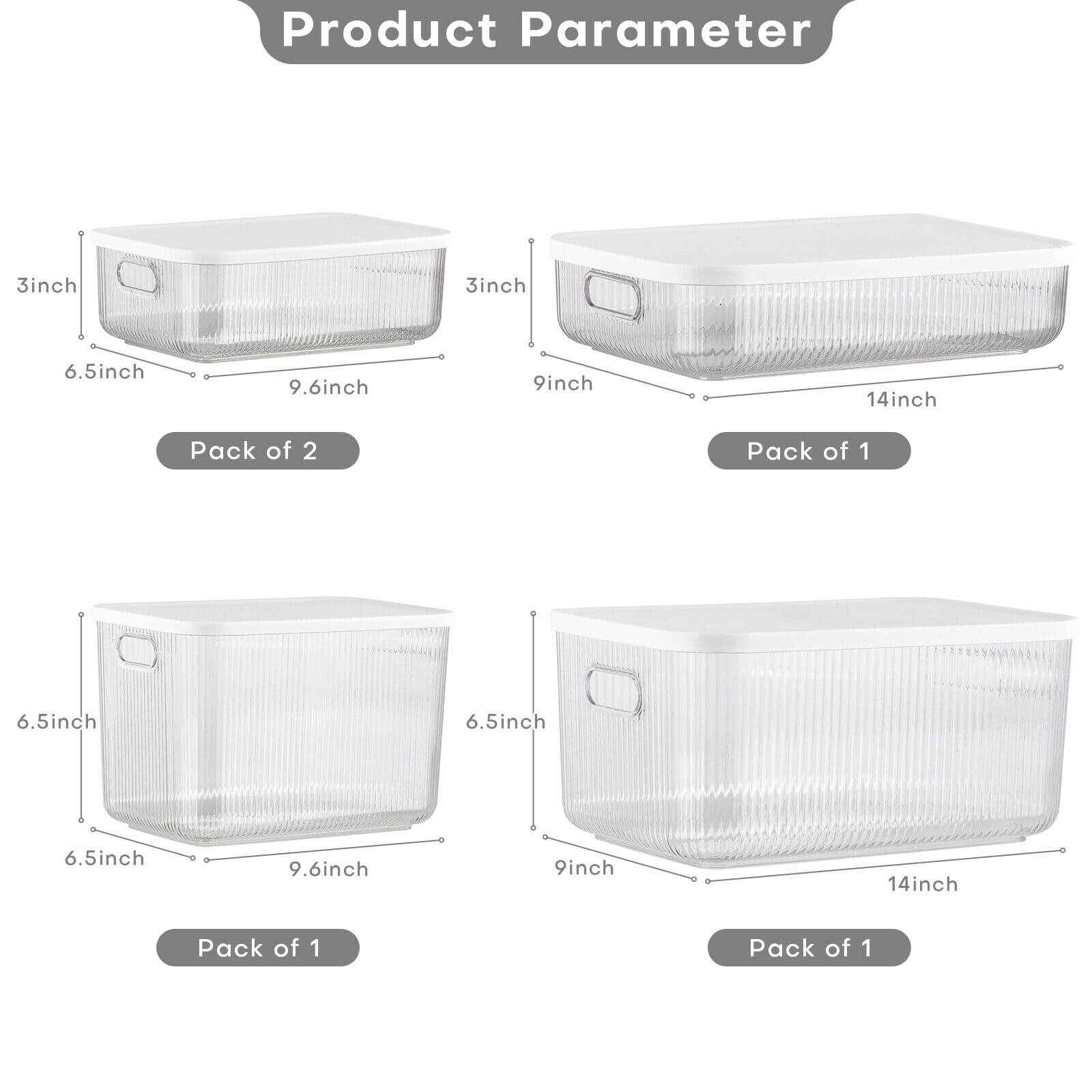 Size of Clear Plastic Storage Bin Container w/ Lid, 5Pcs