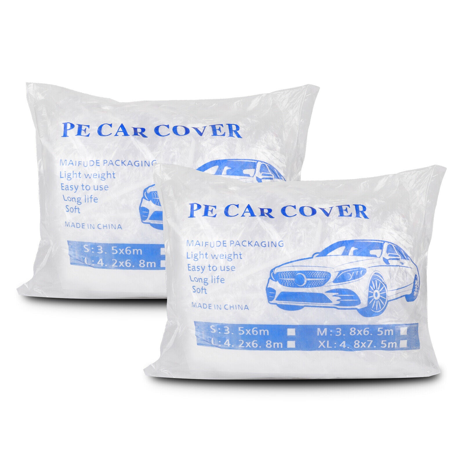 Disposable Clear Plastic Car Cover, 2pcs