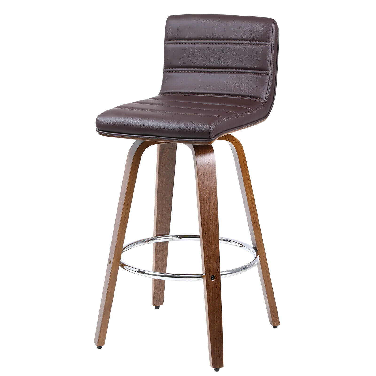 Faux Leather Wood Swivel Bar Stool