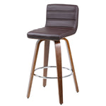 Faux Leather Wood Swivel Bar Stool