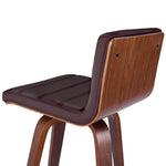 back of Faux Leather Wood Swivel Bar Stool
