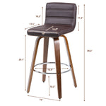 size of Faux Leather Wood Swivel Bar Stool