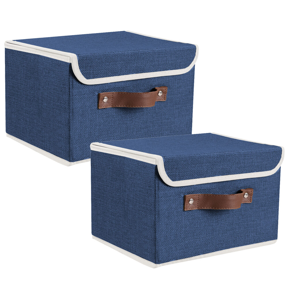 Collapsible Fabric Cube Storage Bins, 2 Pcs Large - BCBMALL