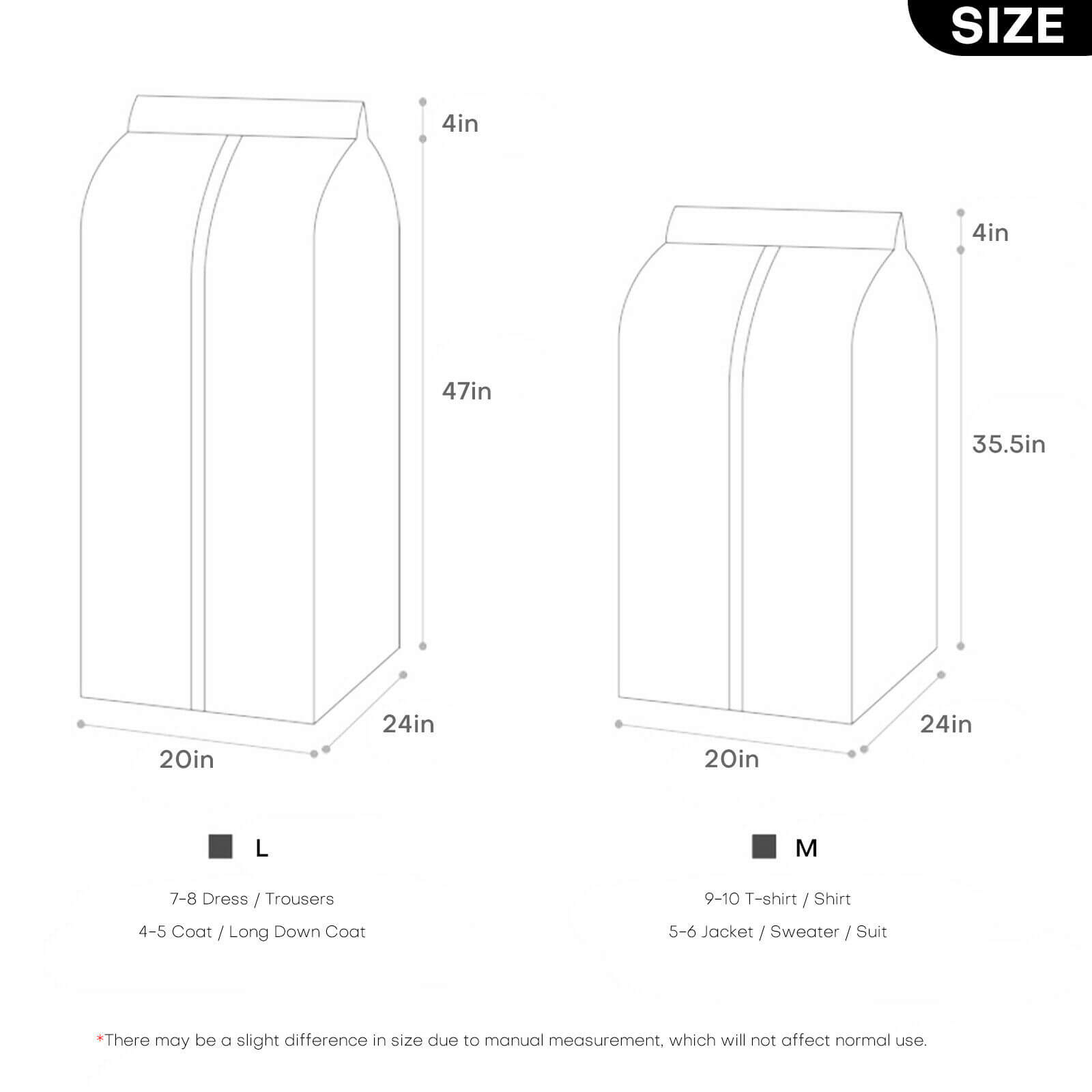 L size of Hanging Garment Dust Cover Organizer
