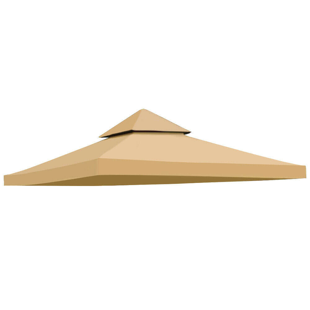 Beige 2 Tier 10' Gazebo Top Tent Cover Sunshade Canopy Replacement