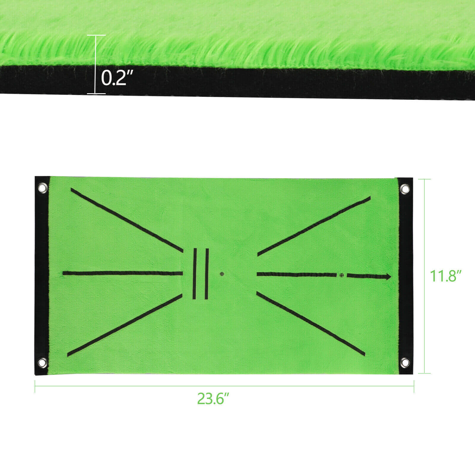 size of Golf Chipping Mat + 2 Standard Golfs