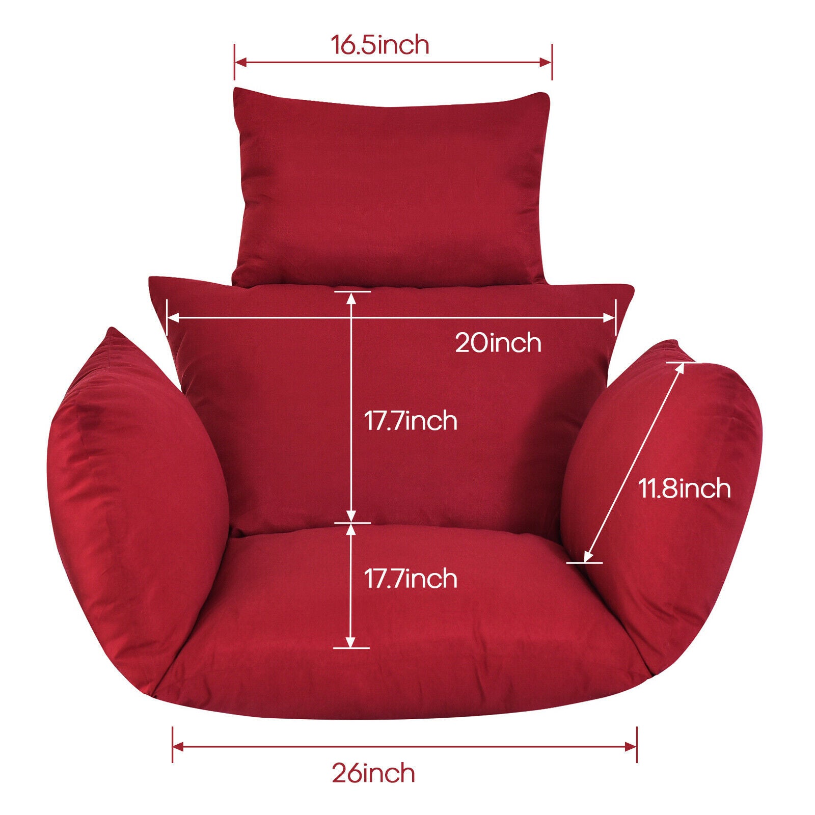 size of Hanging Hammock Chair Seat Cushion red