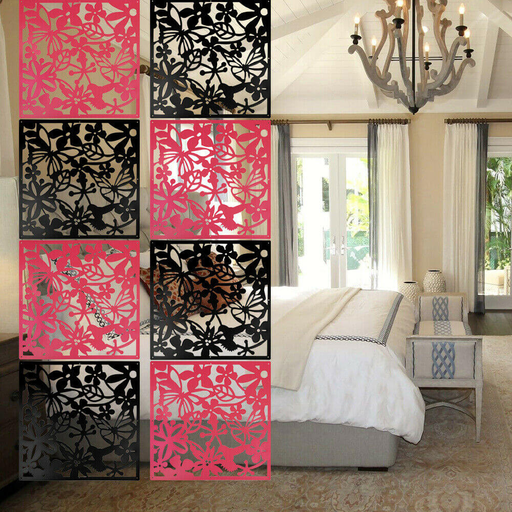 Hanging Room Divider Screen black and red display