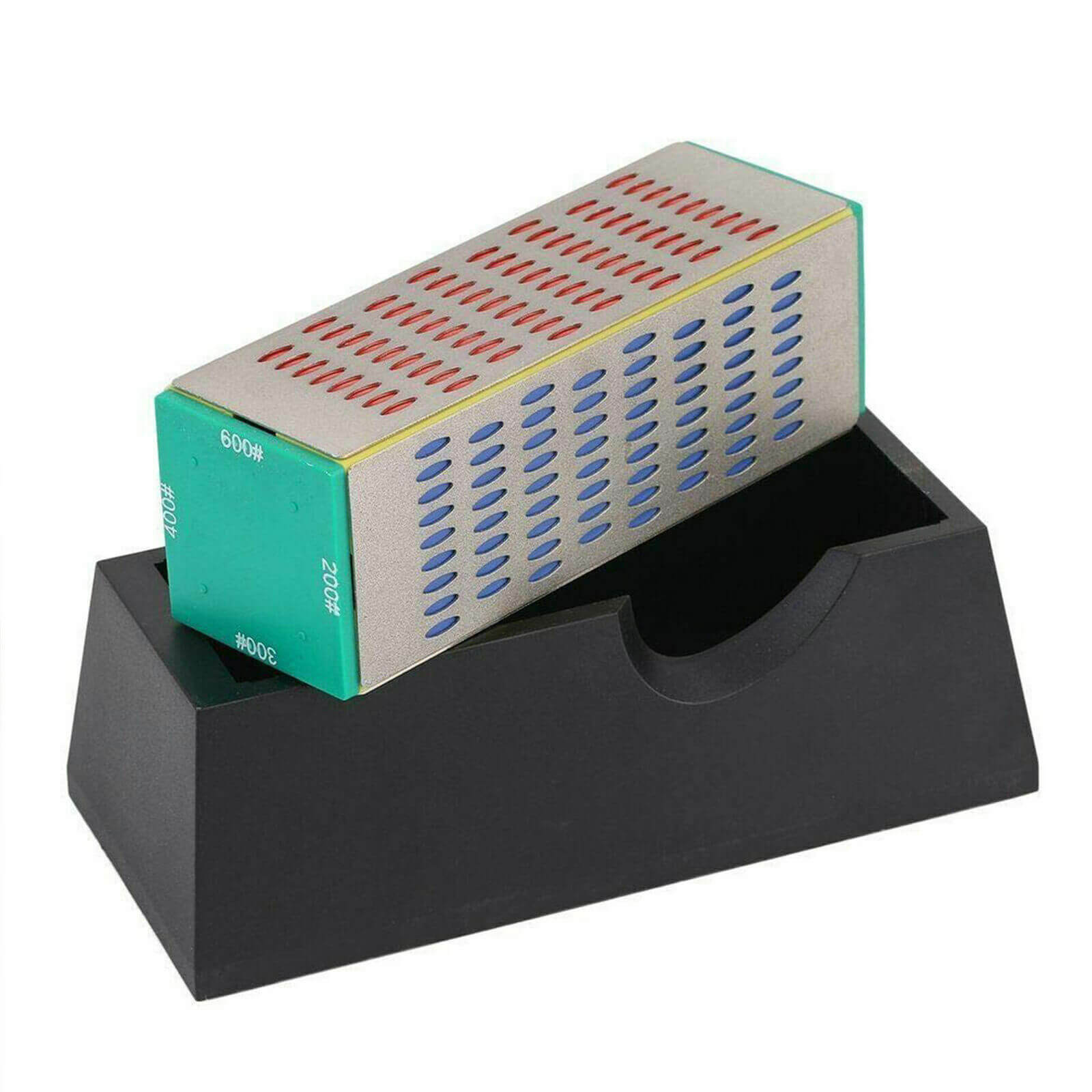 Detail of 4 Sided Whetstone Kitchen Knife Sharpener w/Base