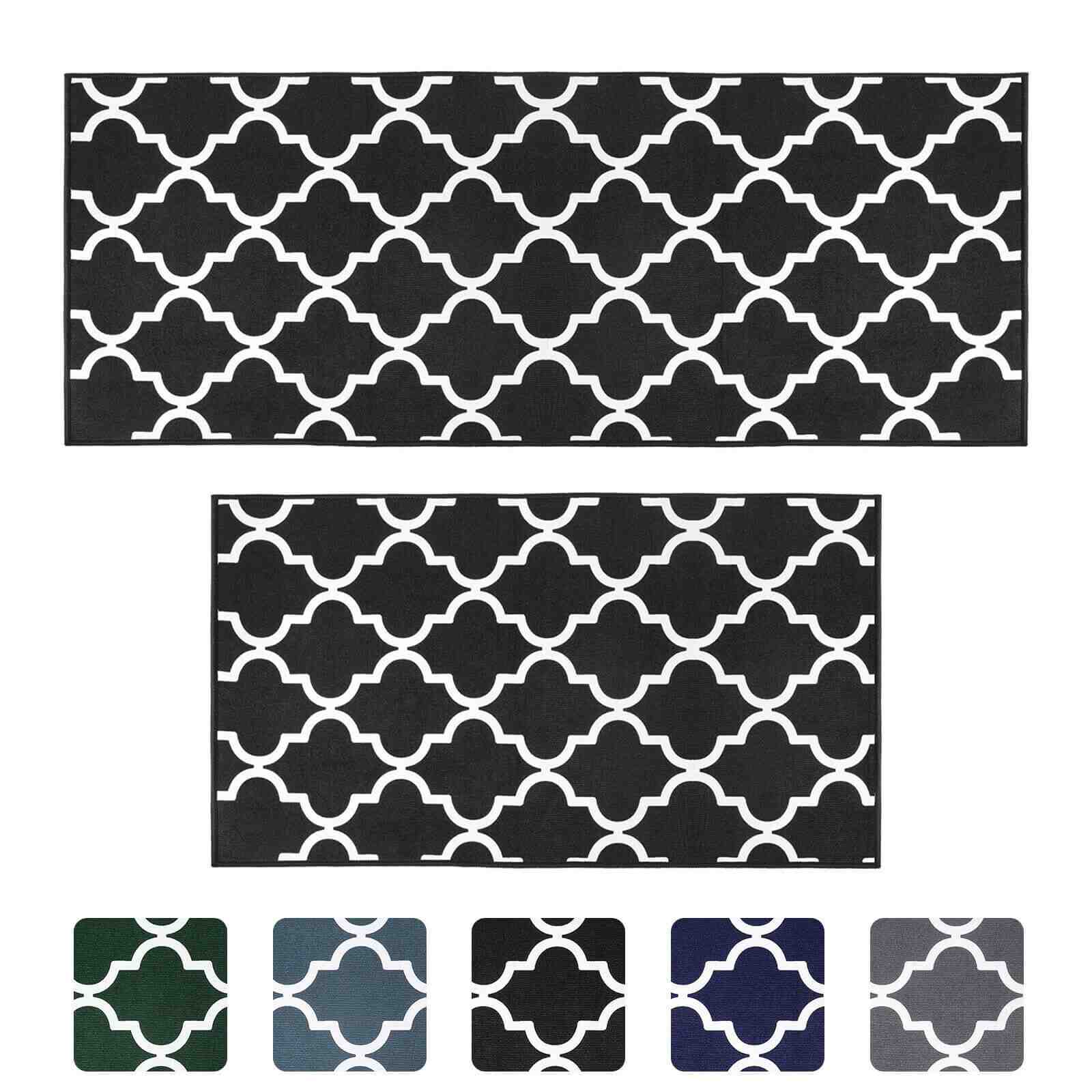 Colors of Kitchen Water & Oil Absorbent Runner Mat Rug, 2Pcs