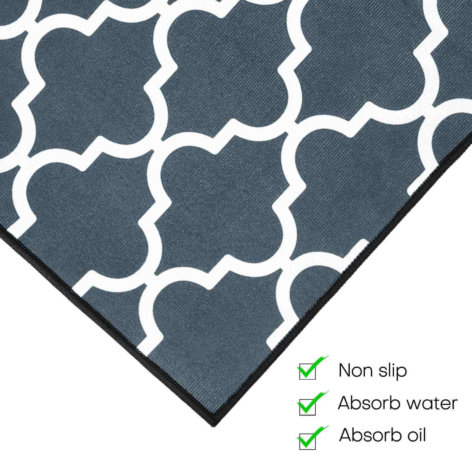Feature of Kitchen Water & Oil Absorbent Runner Mat Rug, 2Pcs