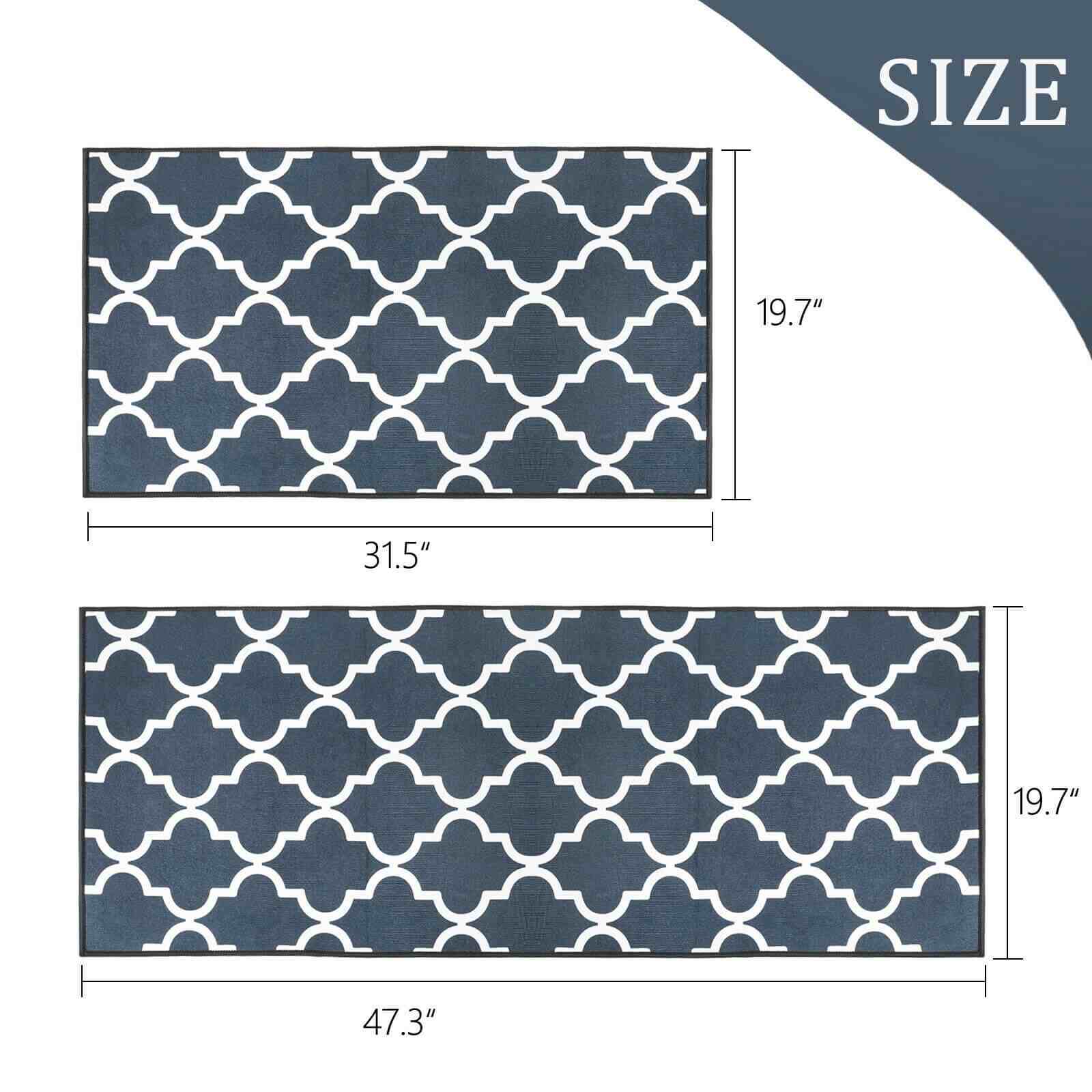 Size of Kitchen Water & Oil Absorbent Runner Mat Rug, 2Pcs
