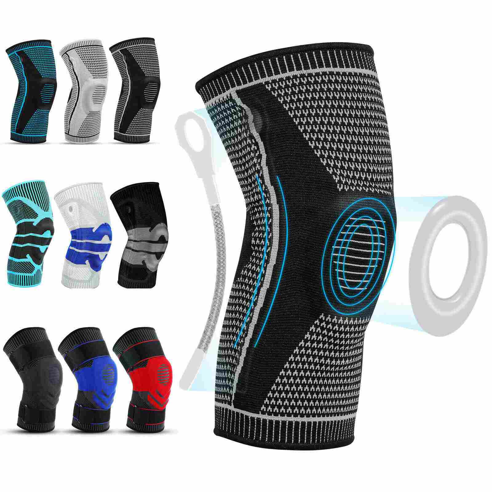 Knee Brace w/ Patella Gel Pads Side Stabilizers, 2 Pcs