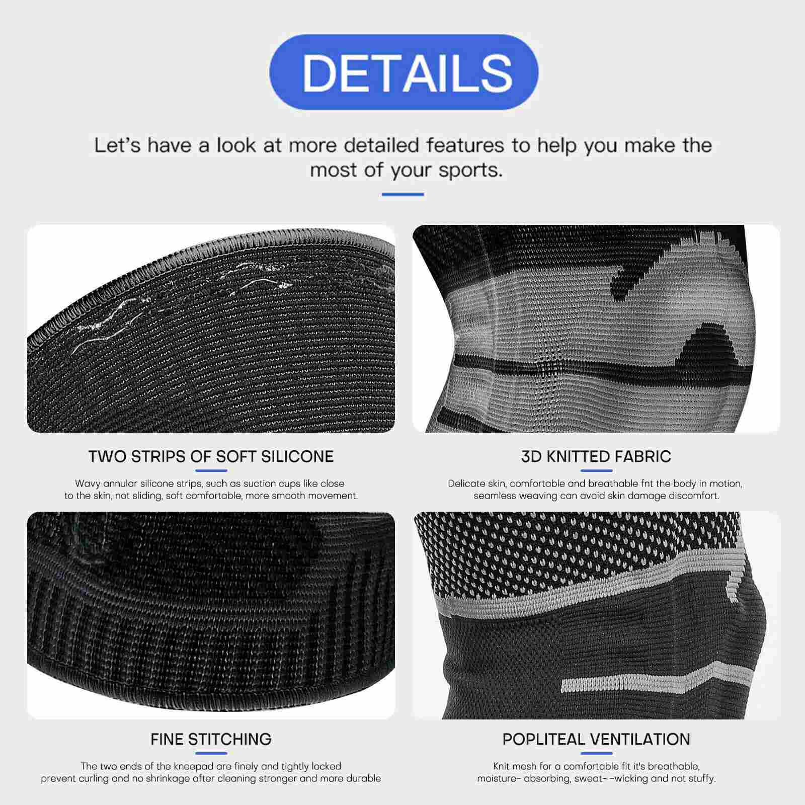 Features of Knee Brace w/ Patella Gel Pads Side Stabilizers