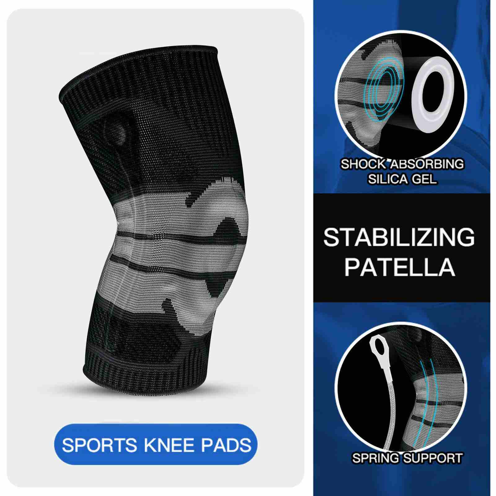 Pads of Knee Brace w/ Patella Gel Pads Side Stabilizers, 2 Pcs