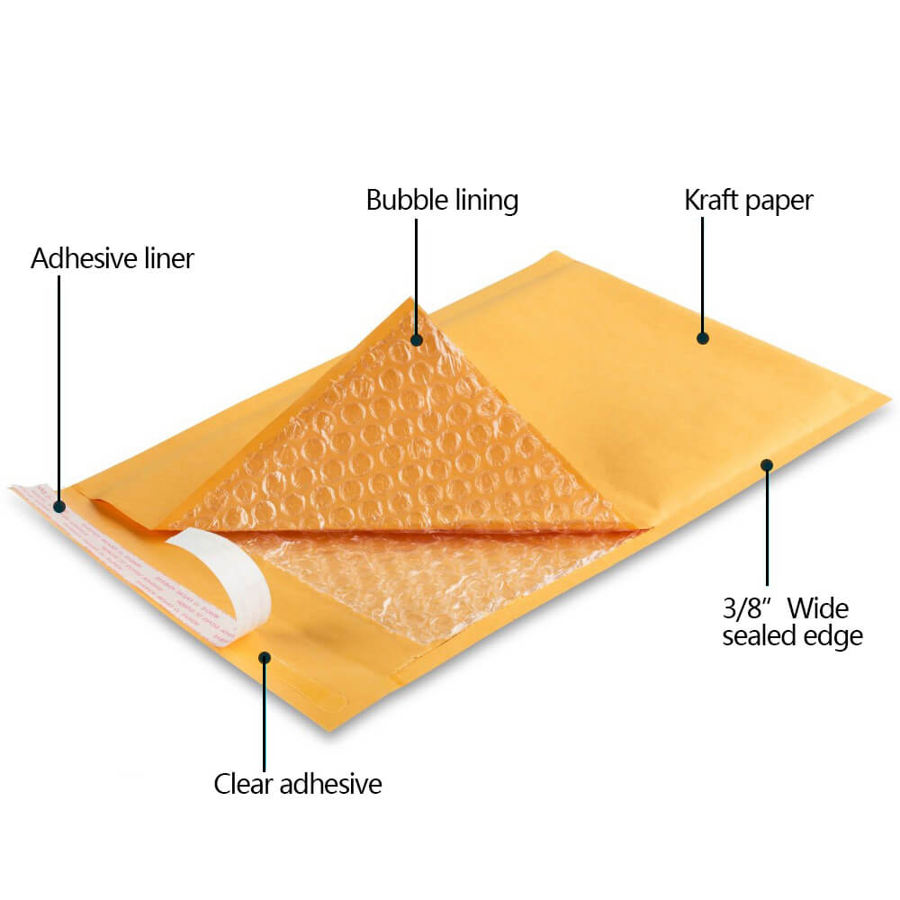 Kraft Bubble Mailers, Yellow Padded Envelope - BCBMALL