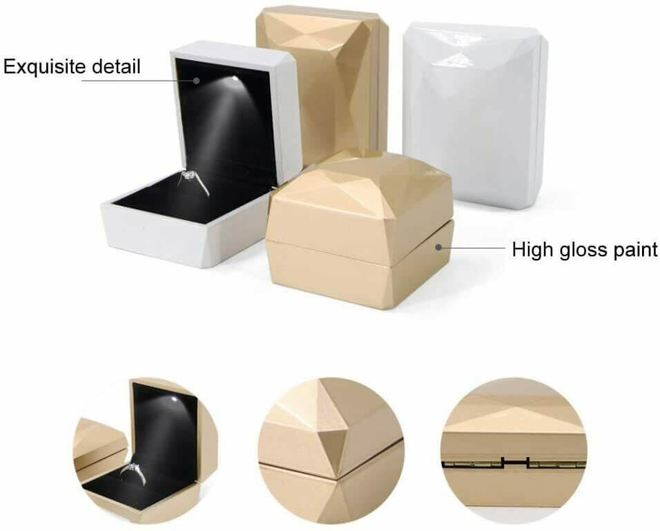 detail of LED Lighted Ring Jewelry Velvet Box Case