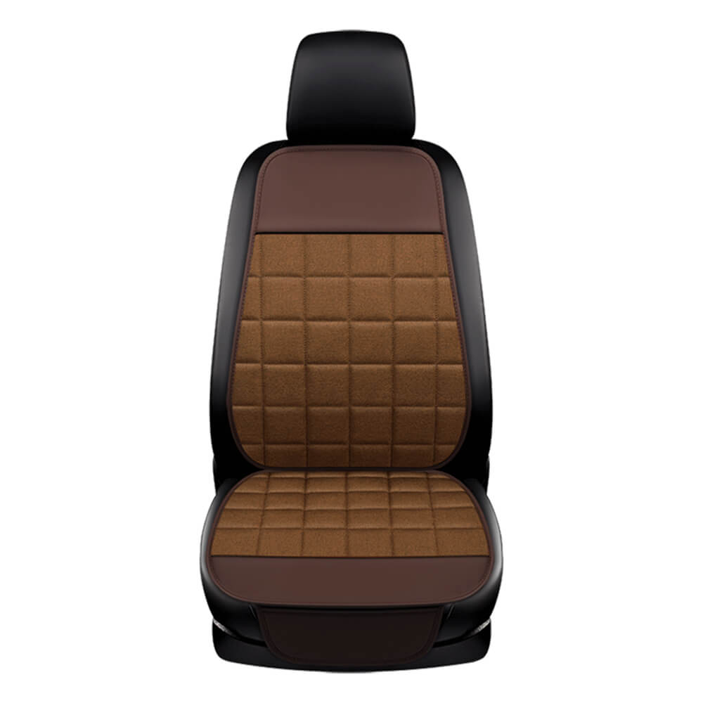 coffee Leather Linen Car Seat Cover
