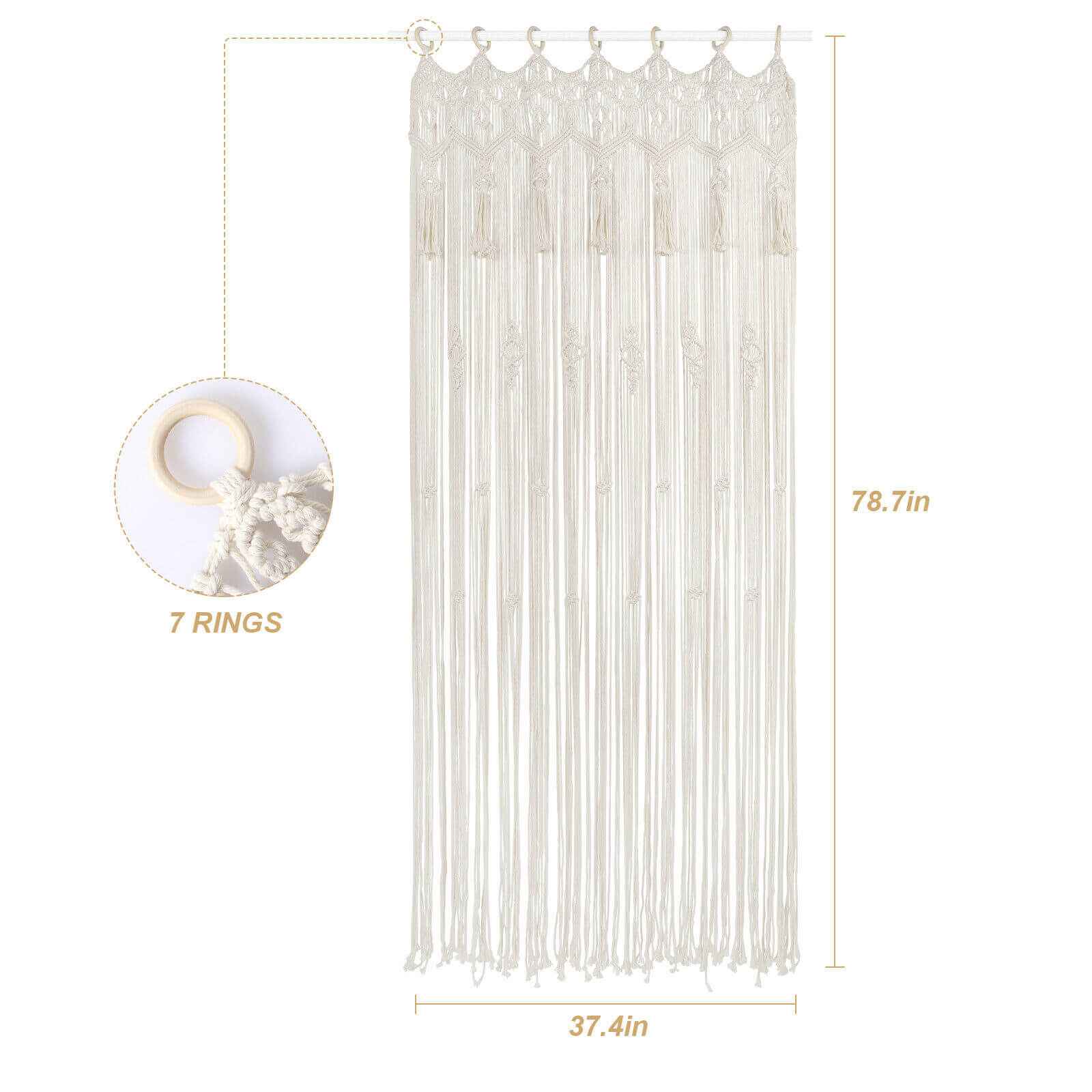Size of Macrame Wall Hanging Bohemian Braided Curtain