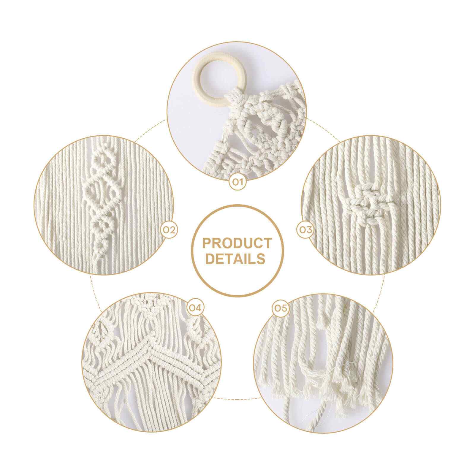 Detail of Macrame Wall Hanging Bohemian Braided Curtain