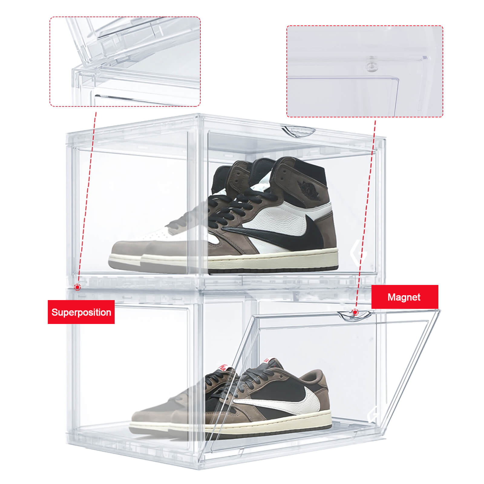Magnetic Drop Side Shoe Box, 2 Pcs - BCBMALL