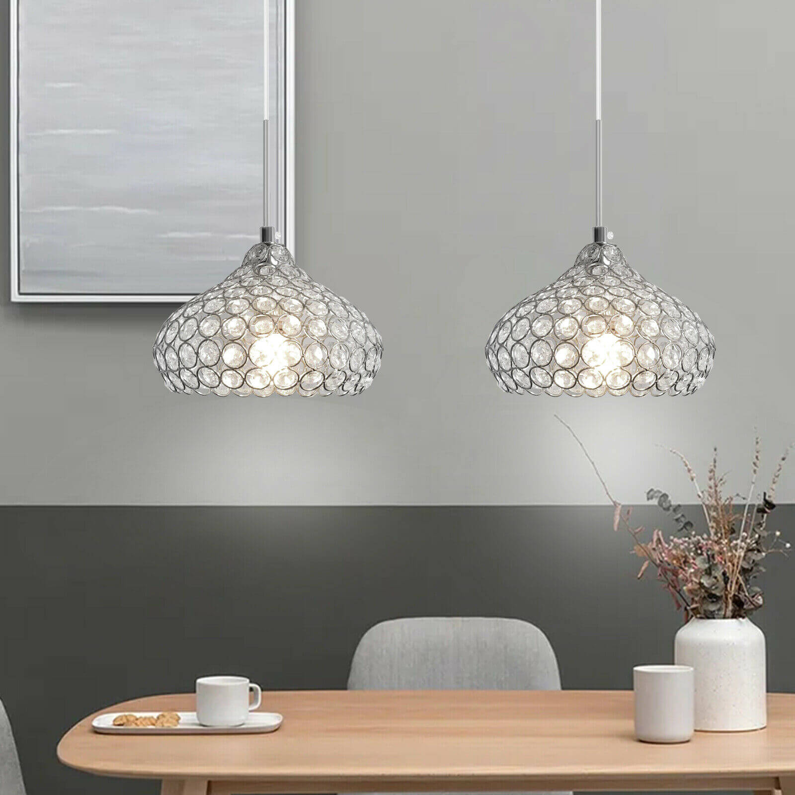 display of Adjustable Crystal Ceiling Light
