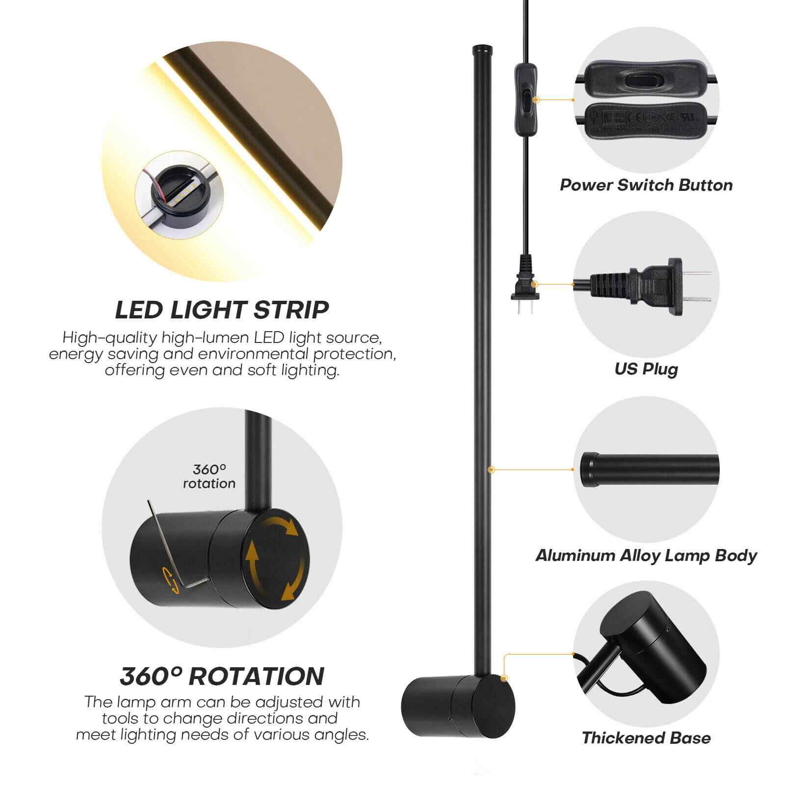 Design of Modern LED Black Linear Wall Lamp
