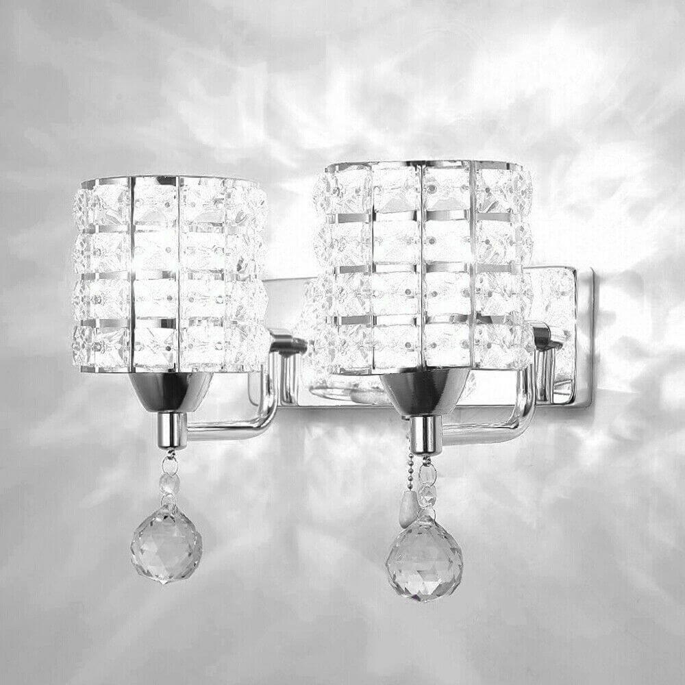 silver double heads Modern Luxury Crystal Wall Light