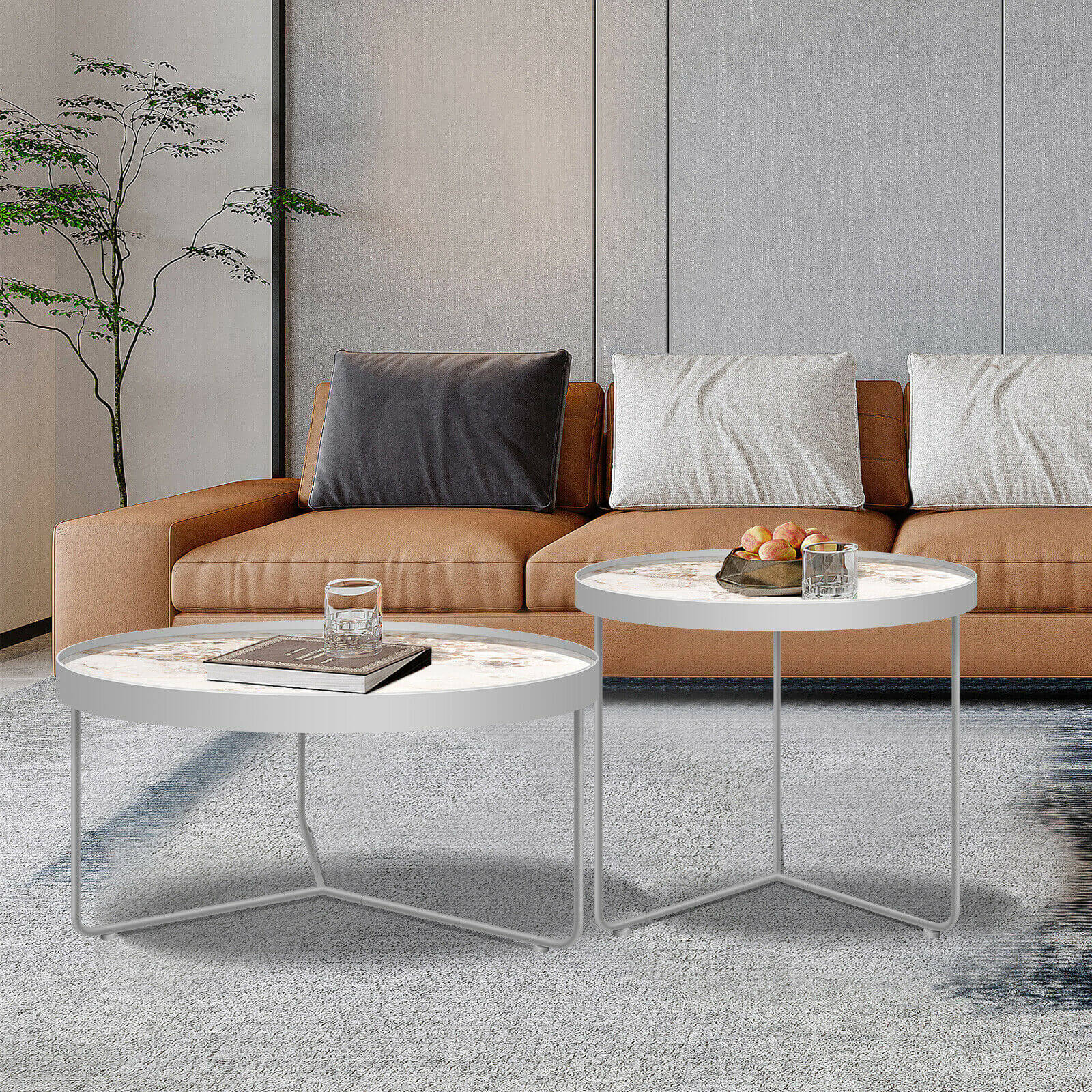 display of Modern Marble Coffee Table