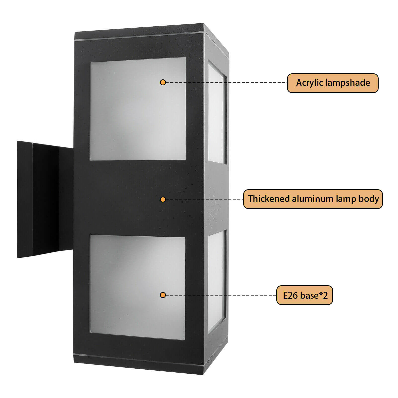 Design of Black Modern Waterproof LED Wall Sconce Light