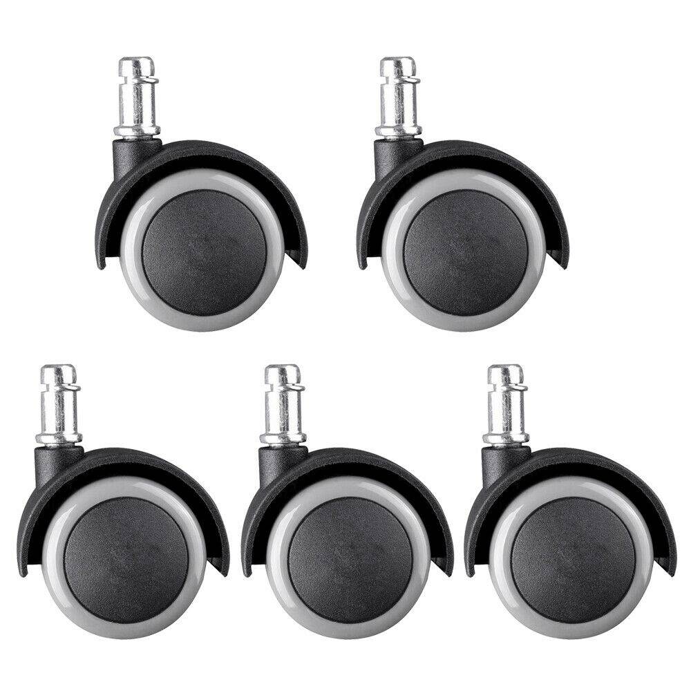 Office Chair Caster Rubber Swivel Wheels, 5 Set