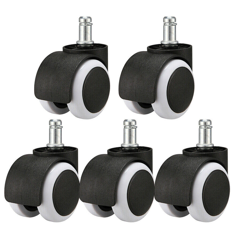Office Chair Caster Rubber Swivel Wheels, 5 Set