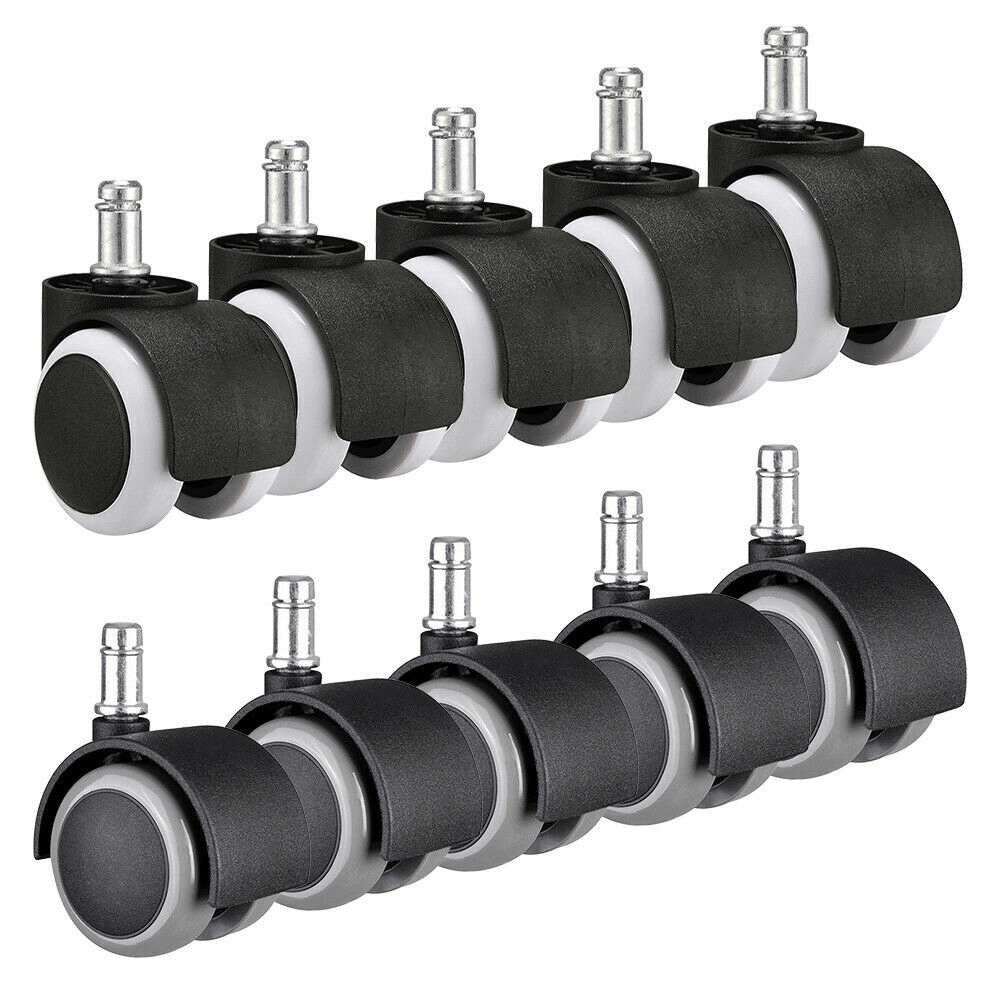 Office Chair Caster Rubber Swivel Wheels, 5 Set