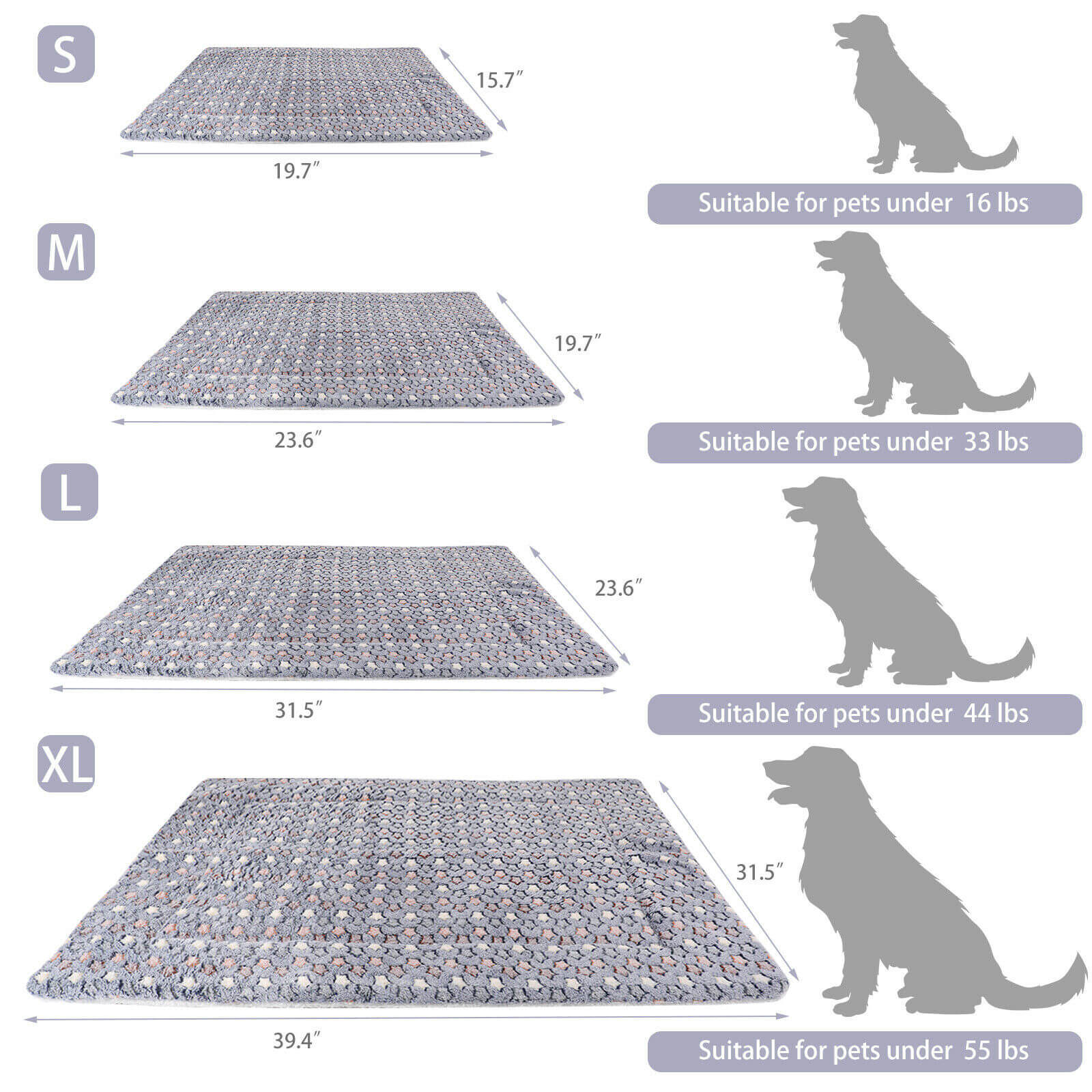 Pet Bed Mat Cushion blue star