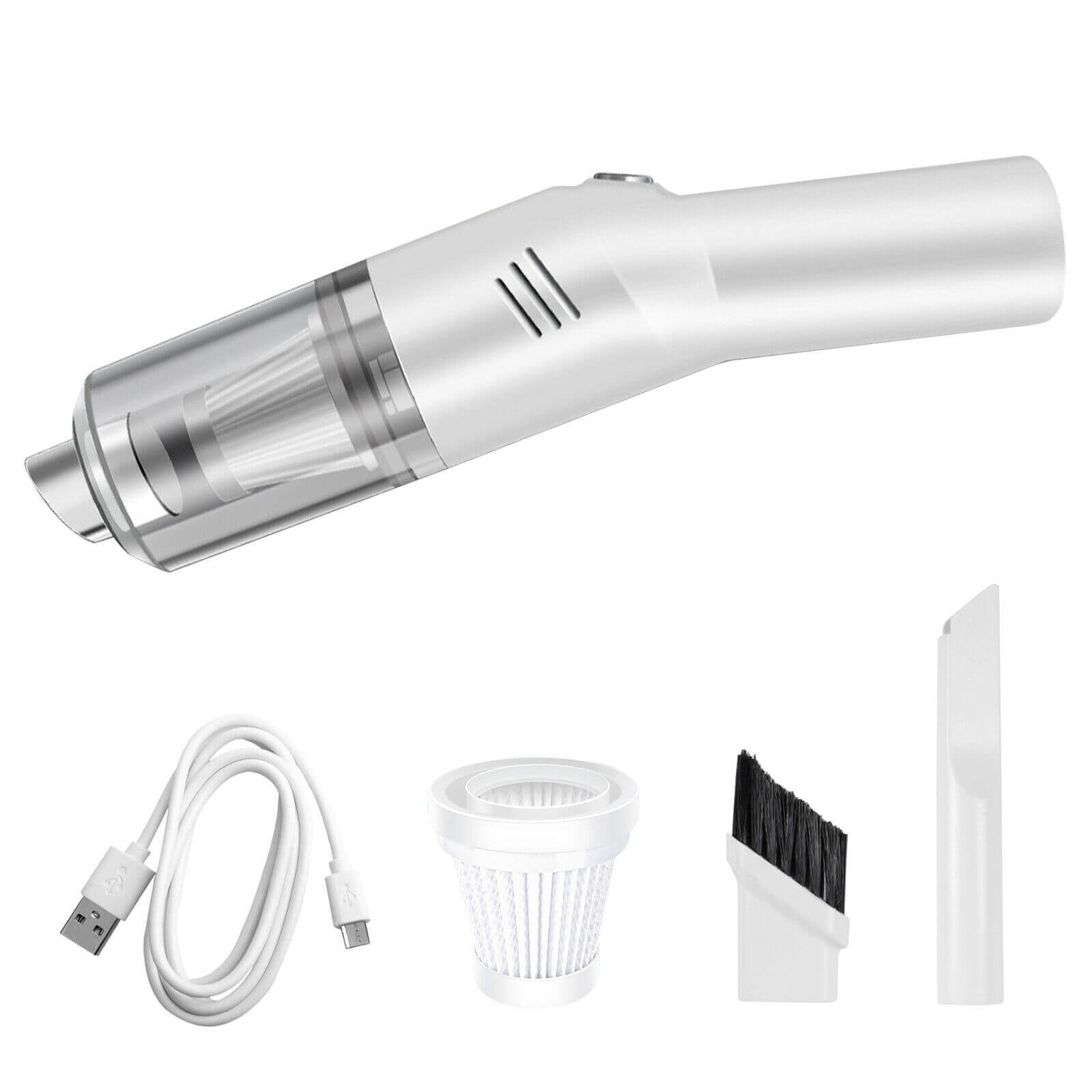 white Portable Cordless Car Vacuum Cleaner