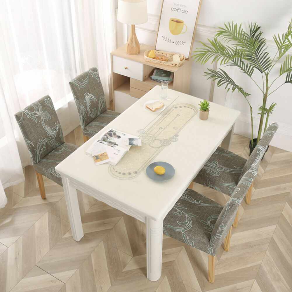 Green Printed Stretch Dining Chair Slipcovers, 1/4/6Pcs