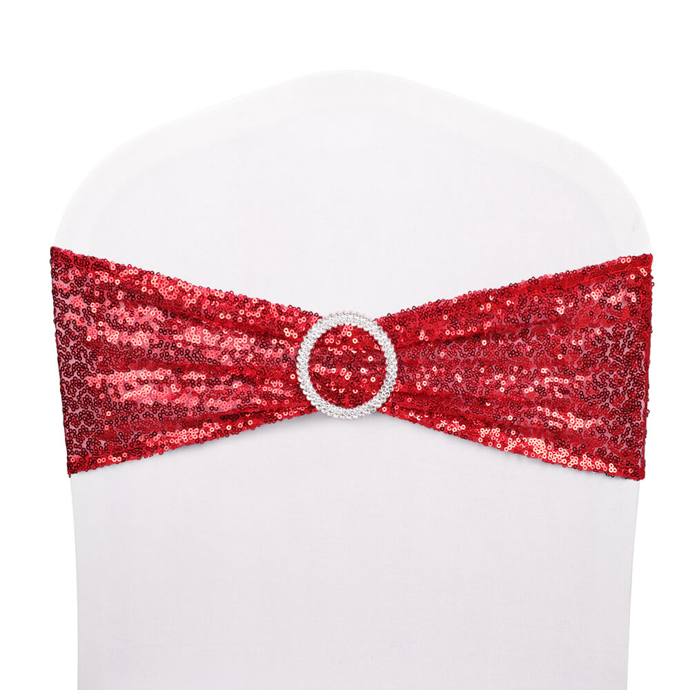 Sequin Chair Sash with Buckle, 10/25 Pcs - BCBMALL