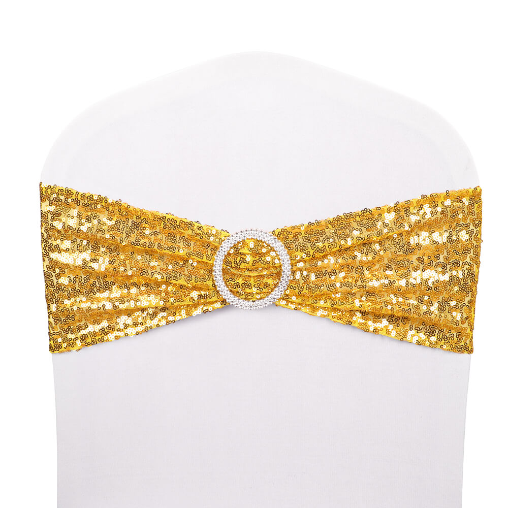Sequin Chair Sash with Buckle, 10/25 Pcs - BCBMALL