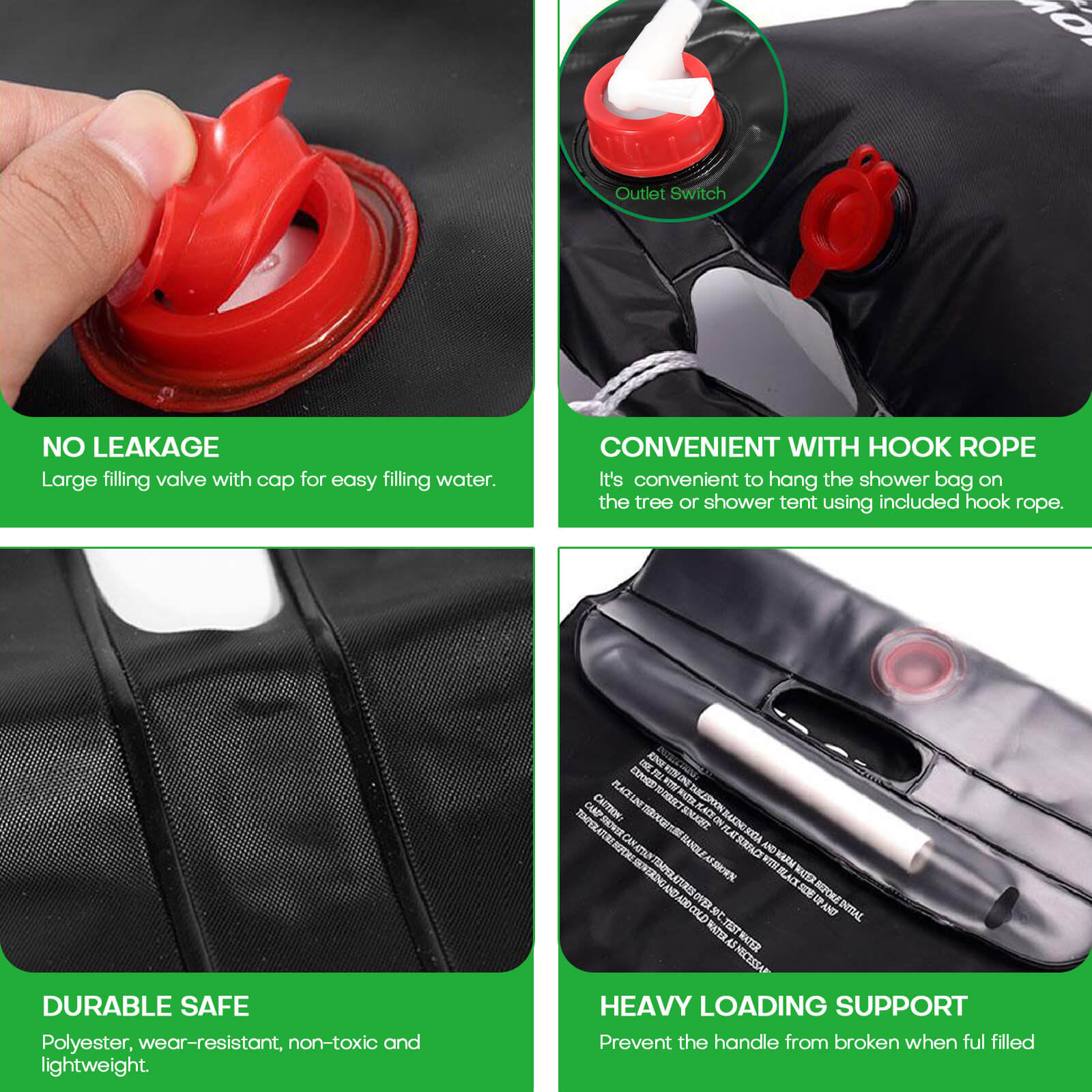 Design of the solar camping shower bag