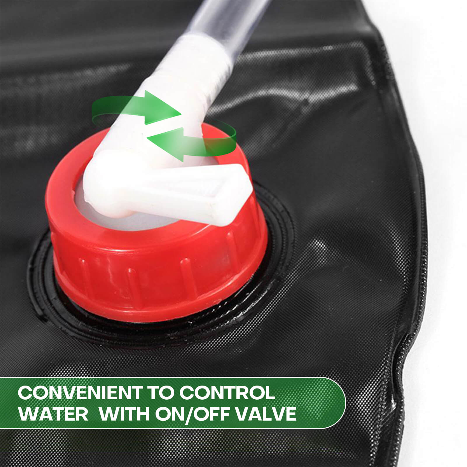 ON/OFF value on the solar camping shower bag