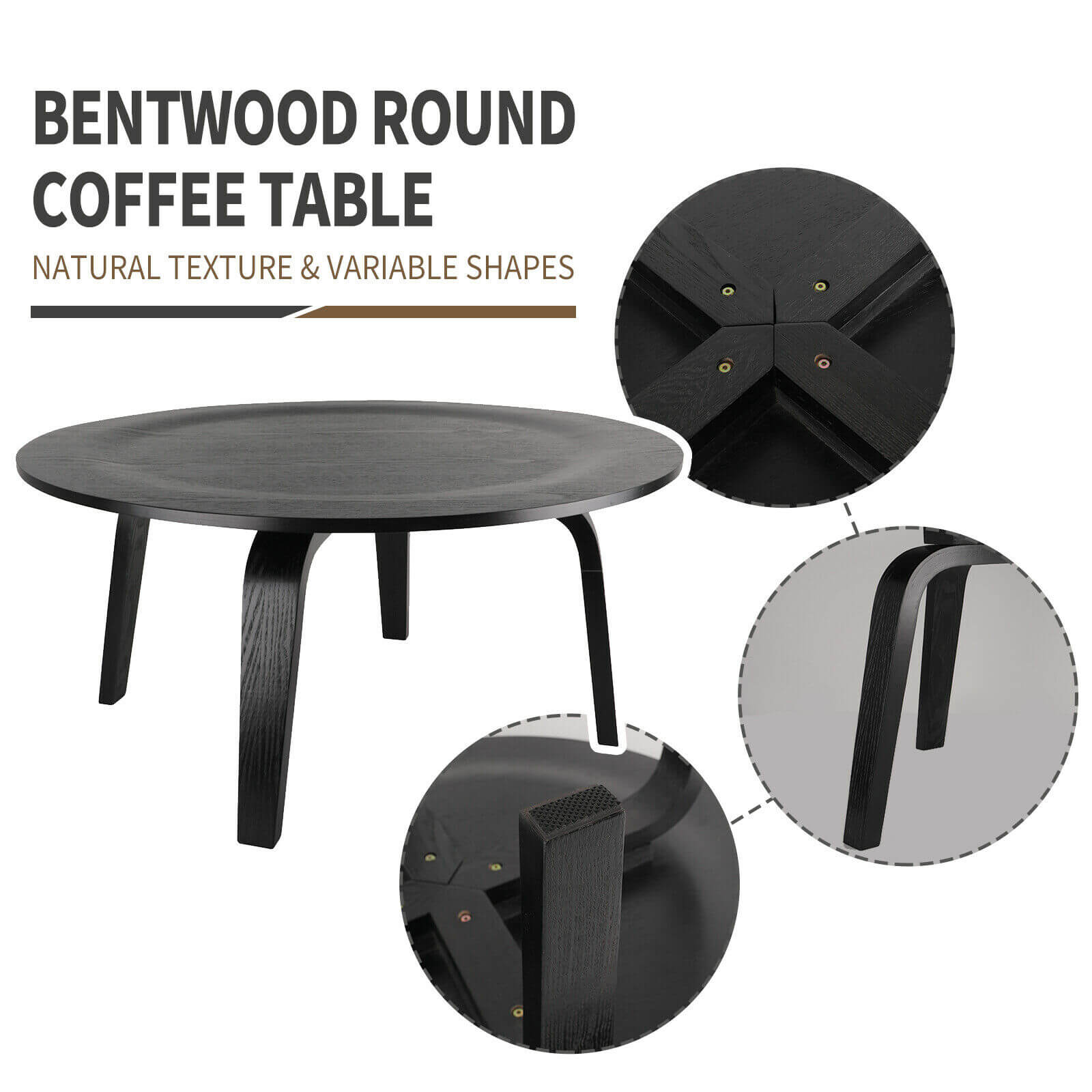 Solid Wood Round Coffee Table detail