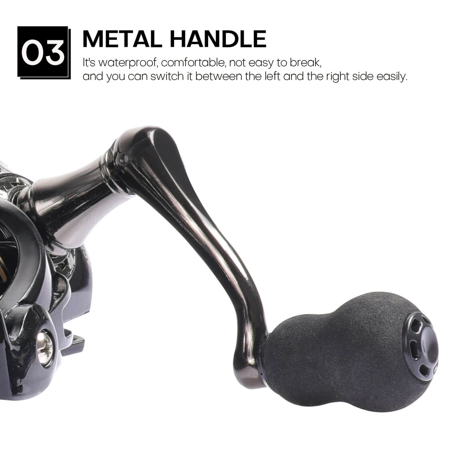 handle of 5.2:1 Gear Ratio Spinning Fishing Reel