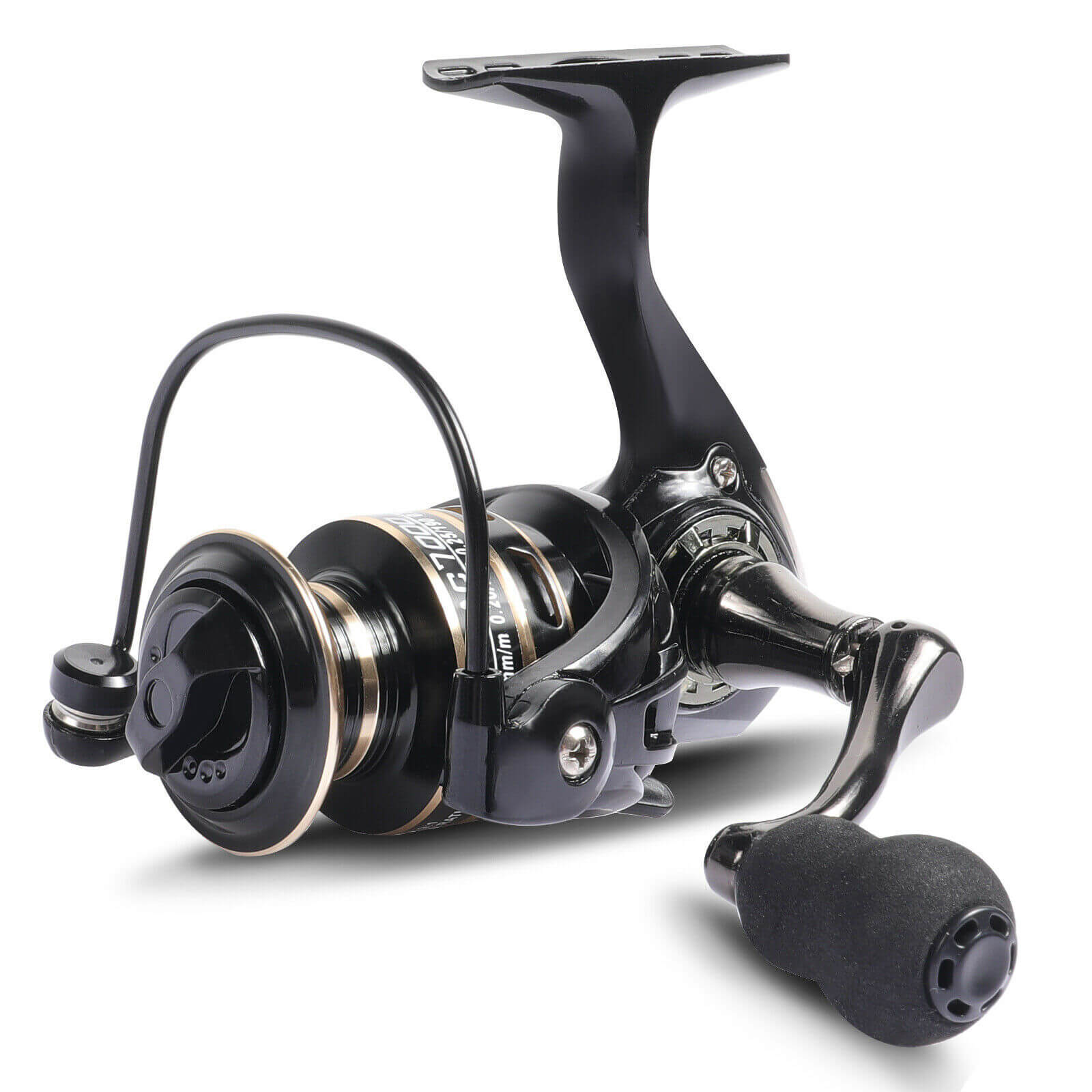 display of 5.2:1 Gear Ratio Spinning Fishing Reel