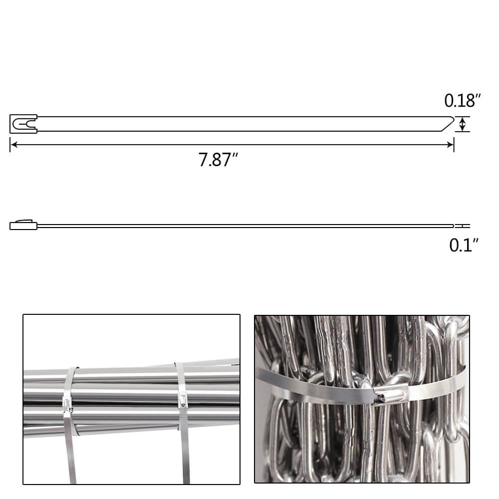 Stainless Steel Zip Ties, 100Pcs - BCBMALL
