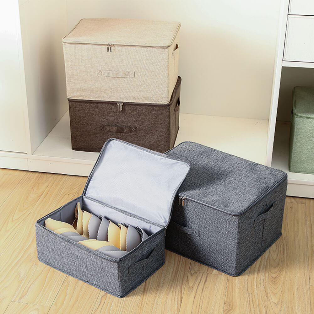 Storage Bin Boxes with Zipper Lids - BCBMALL