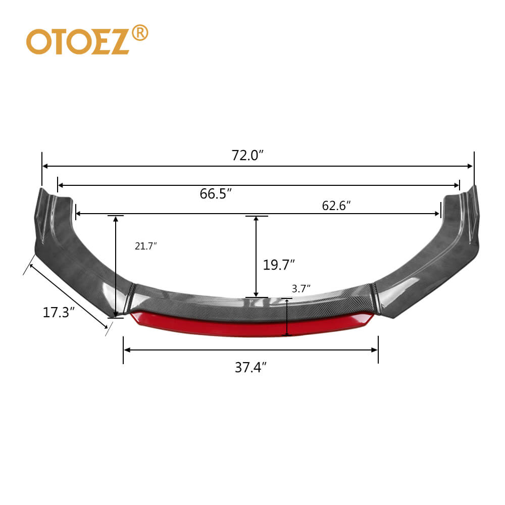 Size of 72" Universal Car Front Bumper Lip Spoiler Splitter